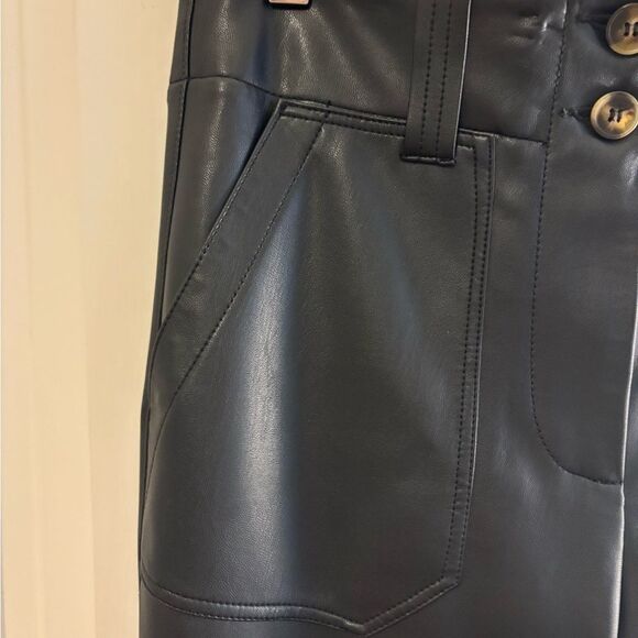 Anthropologie Maeve Flare leg Pants Faux Leather High-Waisted - Picture 9 of 12